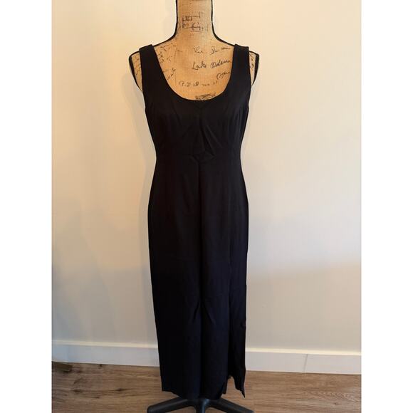 En Francais by Huey Waltzer Women’s Black Evening Gown with Slit Size 8 Vintage - Picture 1 of 4